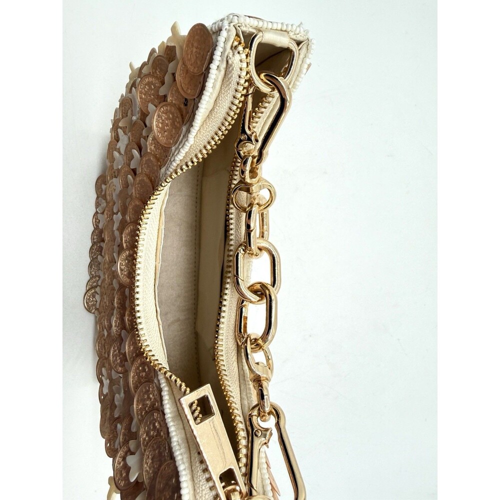 Sardine & Coin Beaded Embellished Shoulder Clutch Purse Wallet Viral 7.5” X 7” - Picture 5 of 5